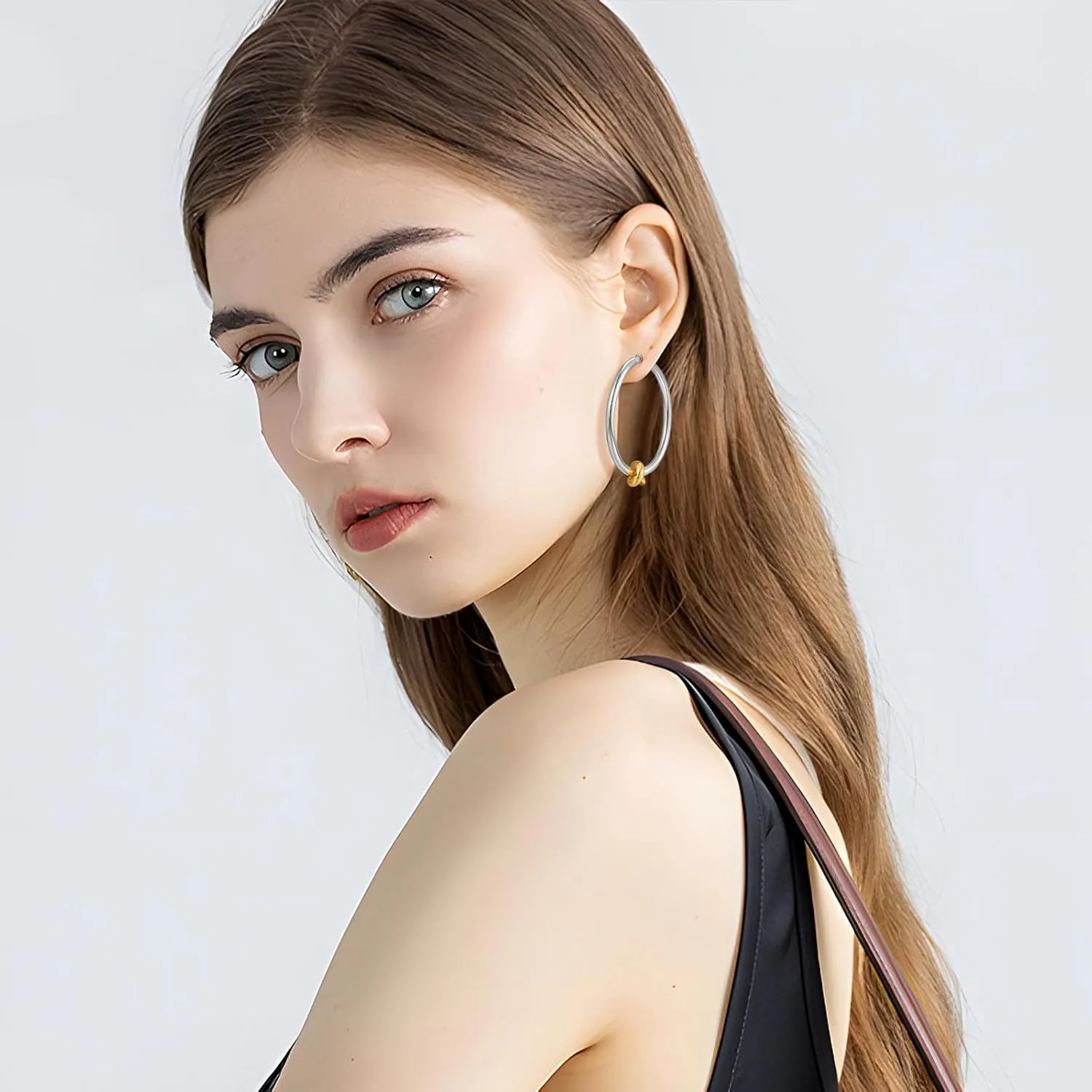 Gold Hoop Earrings for Women 18K Gold Plated Knot Hoop Earrings Statement Lightweight Thick Trendy Small Gold Open Hoops Fashion Jewelry
