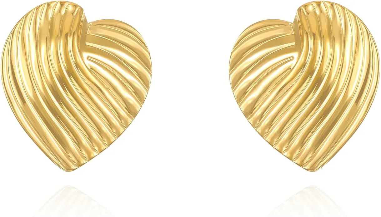 Gold Statement Geometric Irregular Earrings for Women Irregular Heart Round Square Pleated Earrings Jewelry Present