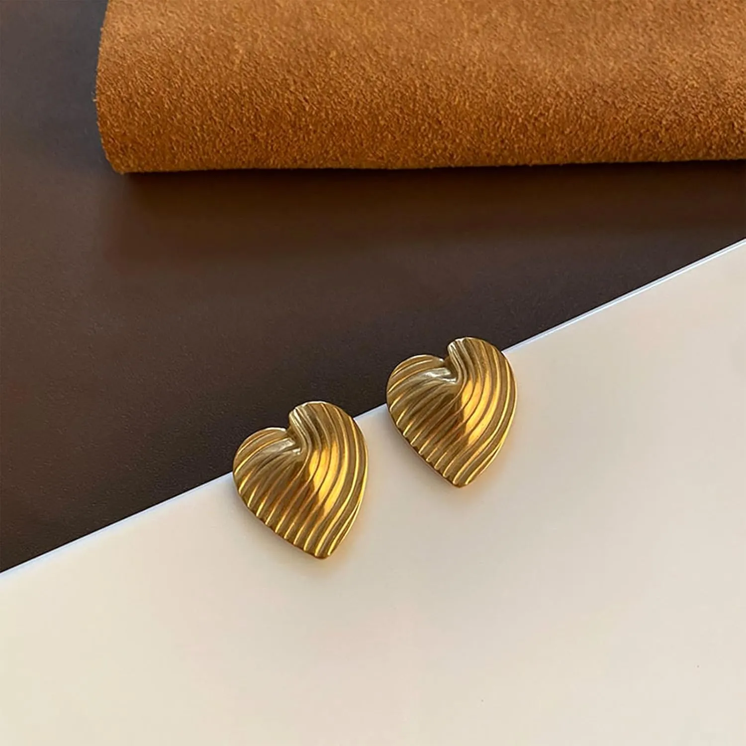 Gold Statement Geometric Irregular Earrings for Women Irregular Heart Round Square Pleated Earrings Jewelry Present