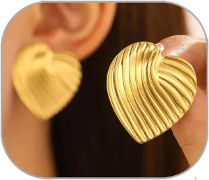 Gold Statement Geometric Irregular Earrings for Women Irregular Heart Round Square Pleated Earrings Jewelry Present