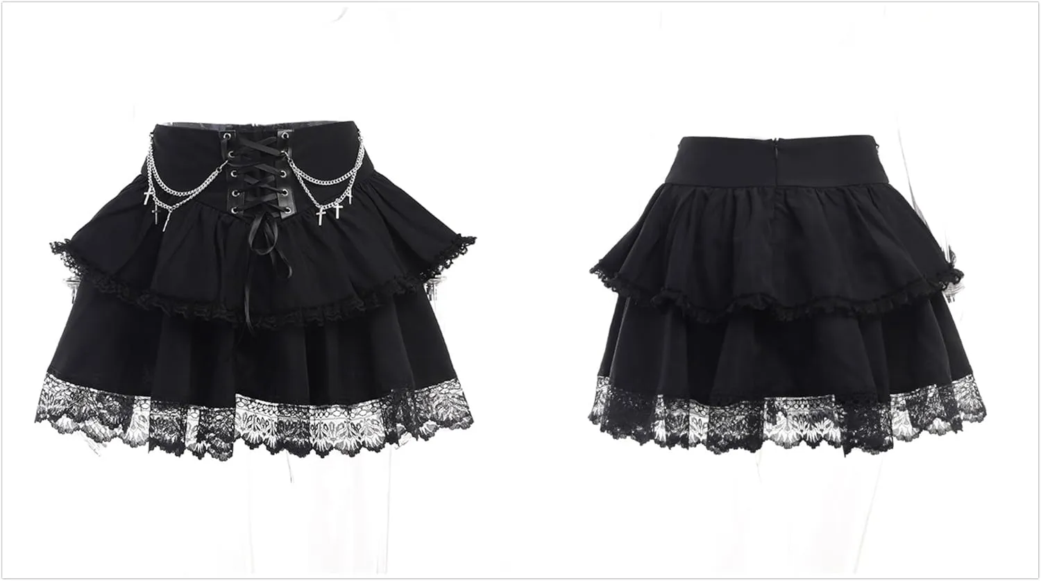 Gothic Skirts for Women Punk Rave Y2k Emo Fairy Grunge Goth Steampunk