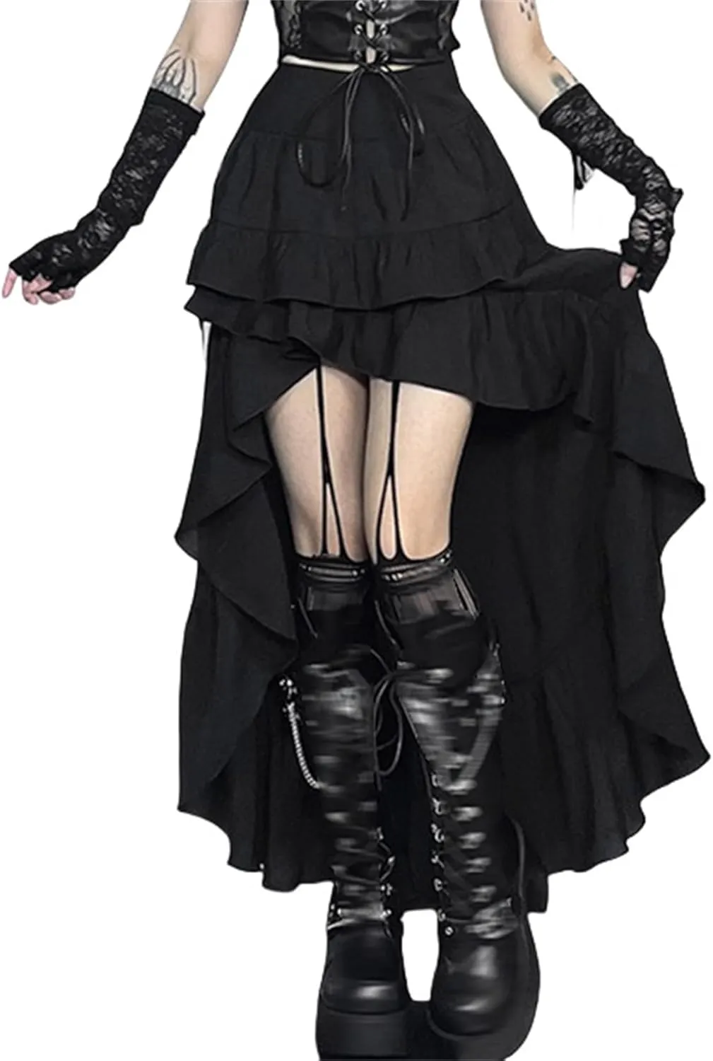 Gothic Skirts for Women Punk Rave Y2k Emo Fairy Grunge Goth Steampunk