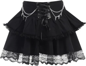 Gothic Skirts for Women Punk Rave Y2k Emo Fairy Grunge Goth Steampunk
