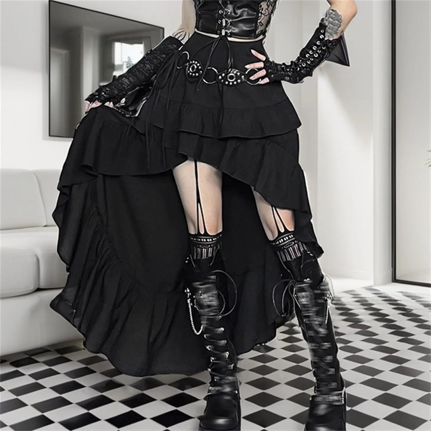 Gothic Skirts for Women Punk Rave Y2k Emo Fairy Grunge Goth Steampunk