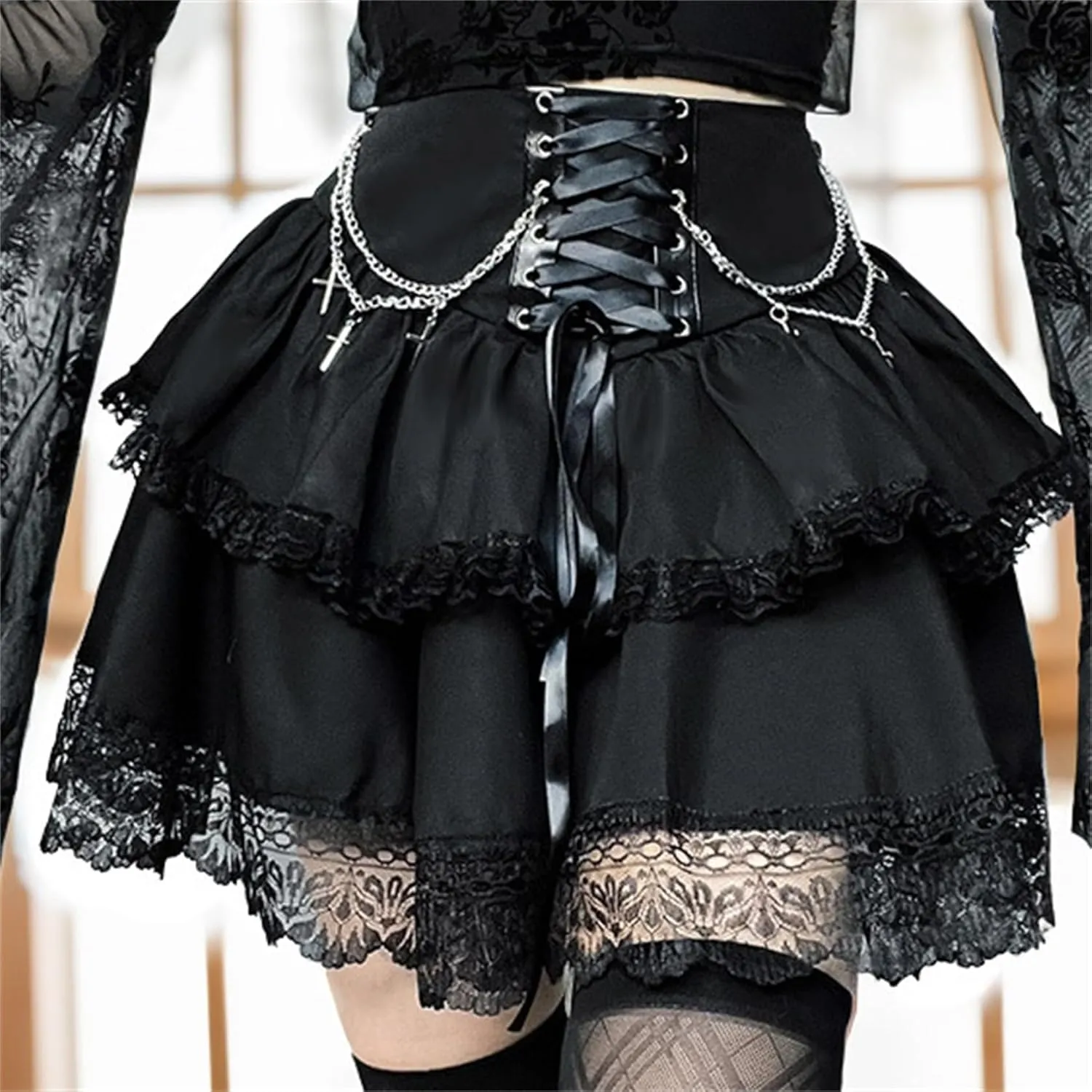 Gothic Skirts for Women Punk Rave Y2k Emo Fairy Grunge Goth Steampunk