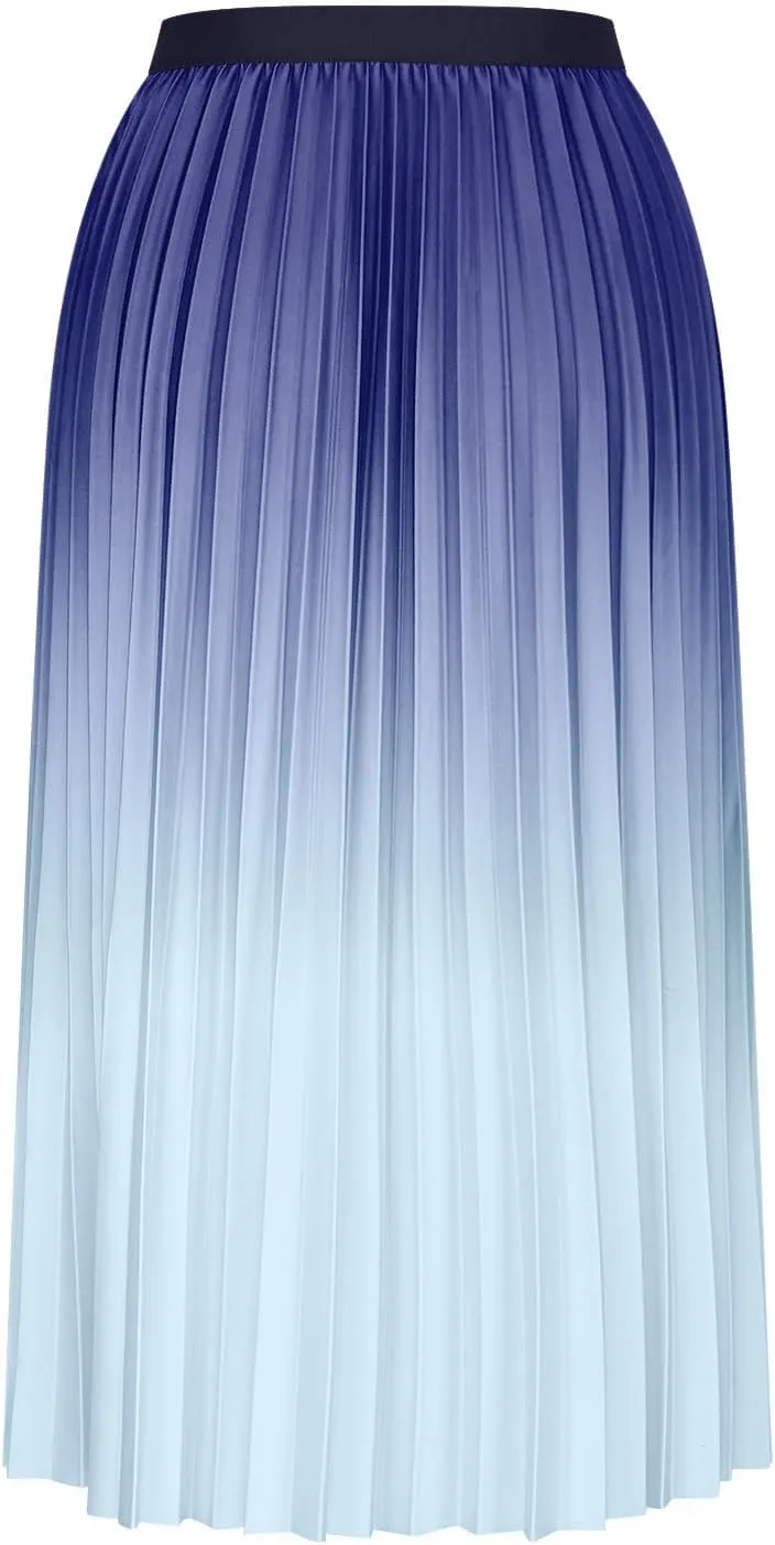 Gradient Color Skirt for Women Trendy Elegant High Waist Pleated Skirts Casual Slim Fit Basic Go Out Midi Skirt 2025