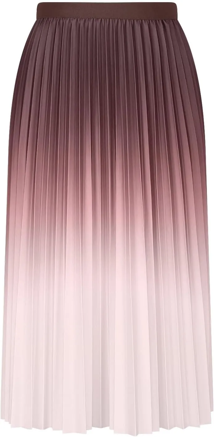 Gradient Color Skirt for Women Trendy Elegant High Waist Pleated Skirts Casual Slim Fit Basic Go Out Midi Skirt 2025