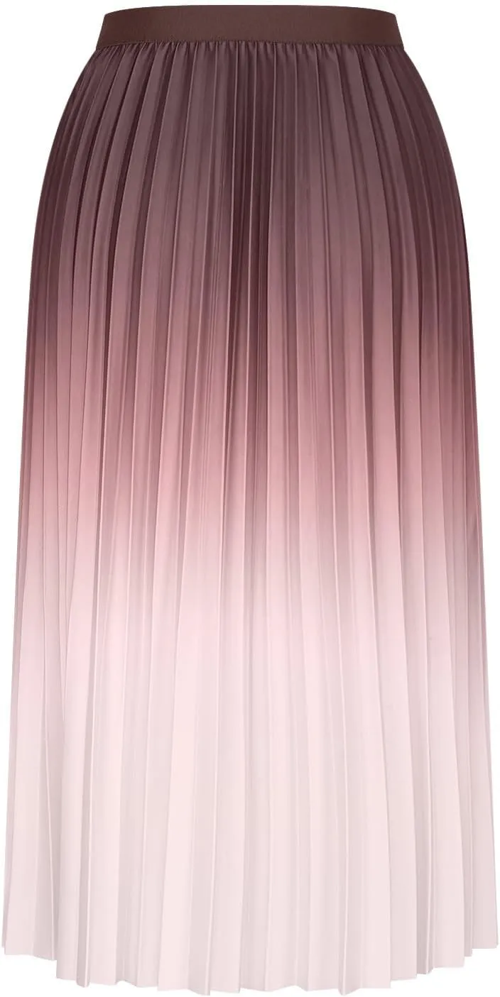 Gradient Color Skirt for Women Trendy Elegant High Waist Pleated Skirts Casual Slim Fit Basic Go Out Midi Skirt 2025