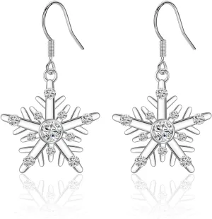GULICX Christmas Earrings for Women Dangling, Hypoallergenic Snowflake Earrings Winter Holiday Dangle Earrings Christmas Jewelry Gifts for Women