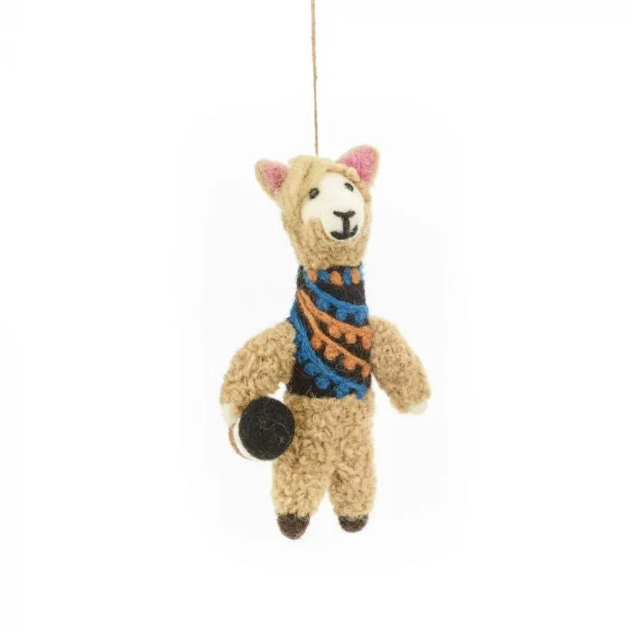 Hand Felted Alexander Alpaca Hanging Decoration