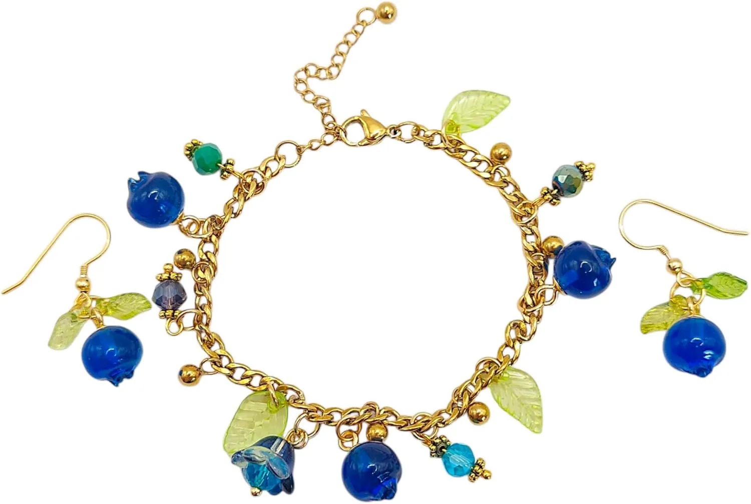 Handmade Fruit Bracelet and earrings with glass and resin Beads