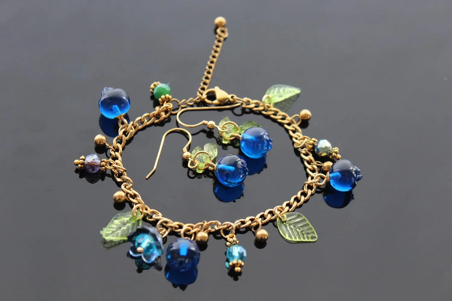 Handmade Fruit Bracelet and earrings with glass and resin Beads