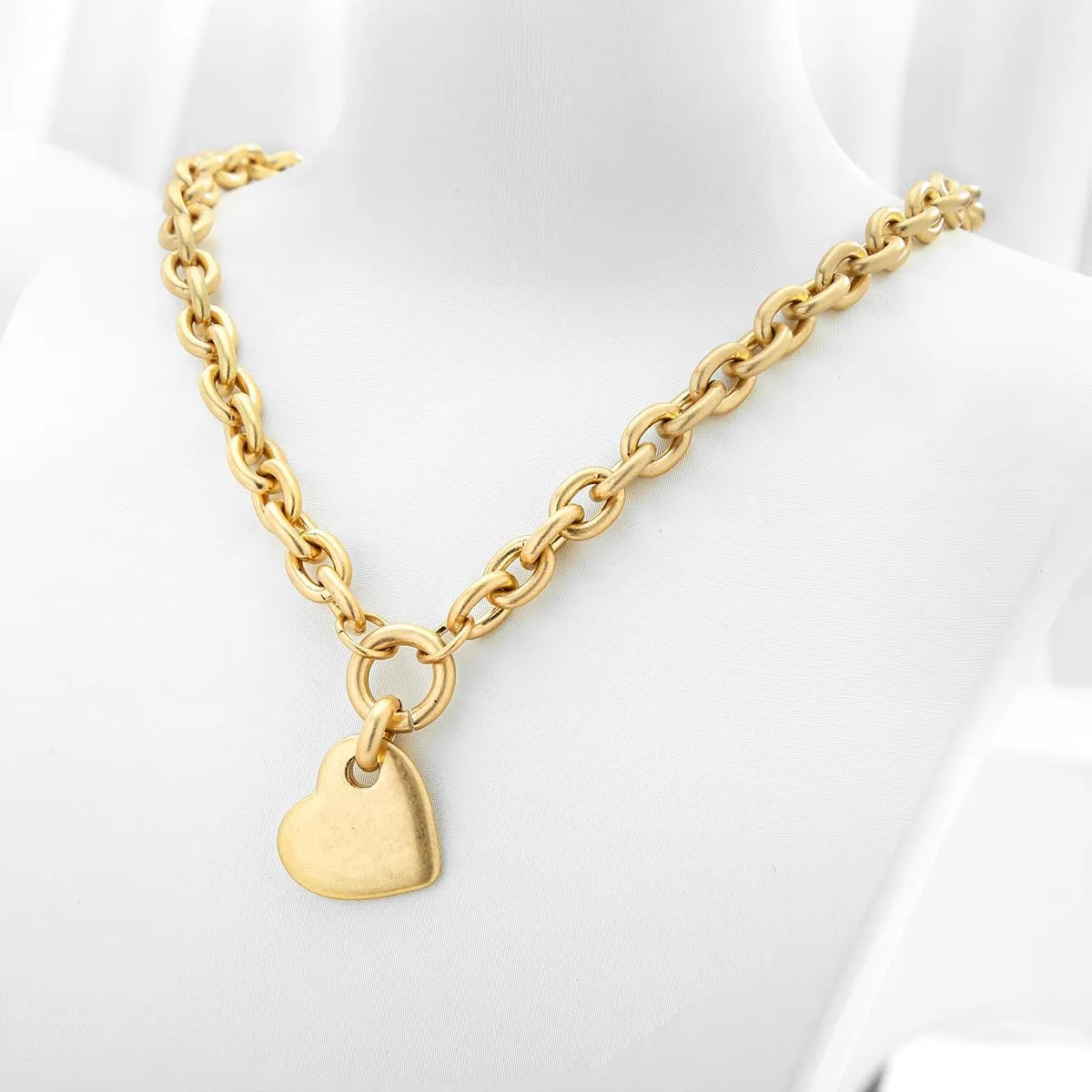 Heart Necklaces For Women Gold Chain Necklaces Red Heart Charm Necklace Chunky Heart Pendant Necklace