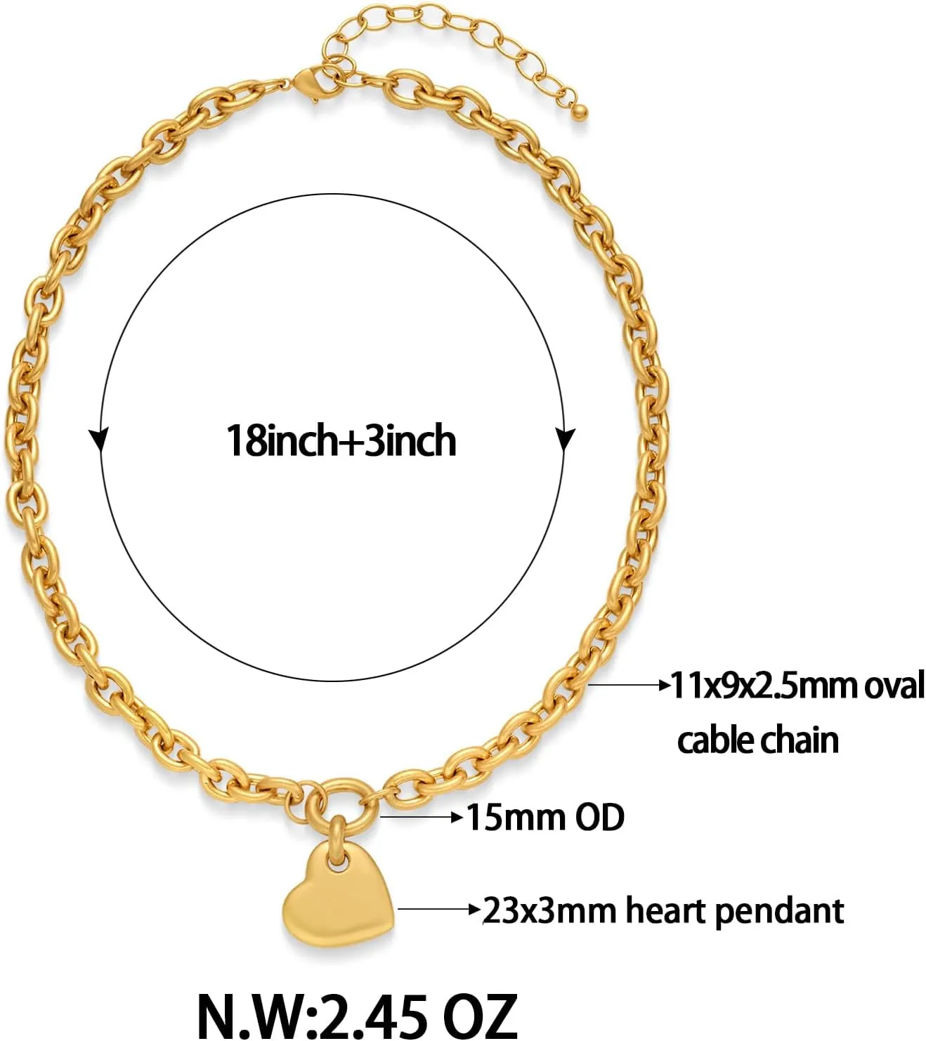 Heart Necklaces For Women Gold Chain Necklaces Red Heart Charm Necklace Chunky Heart Pendant Necklace
