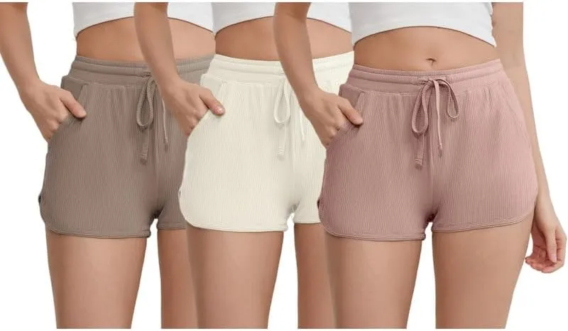 HEARTNICE 3-Pack Women's Soft Lounge Pajama Shorts, Casual Sleepwear for Yoga Gym Running Sleep
