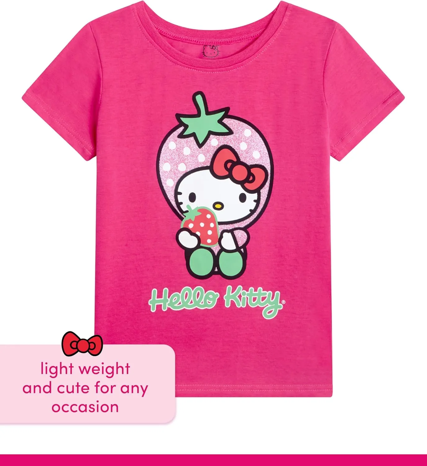 Hello Kitty Girls' T-Shirt - Short Sleeve Graphic T Shirts for Girls (4-12)