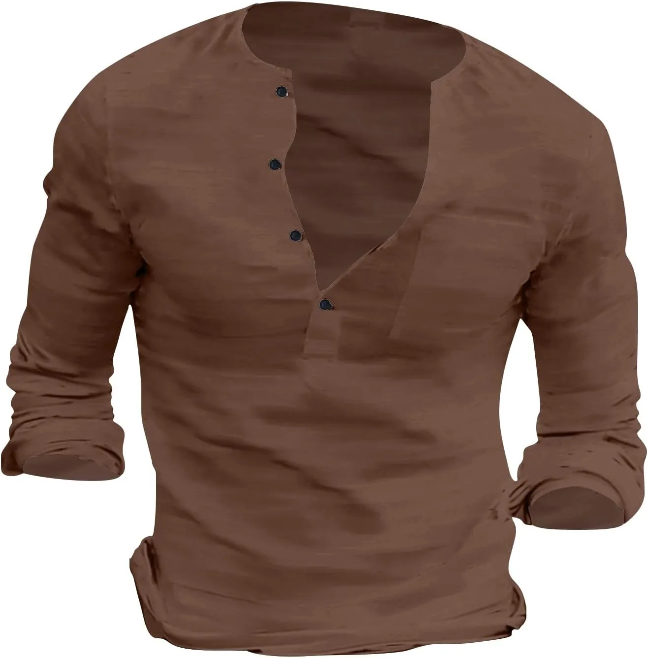 Henley Shirts for Men Long Sleeve Fitted Cotton Summer Casual V Neck Work Soft T Shirts Beach Vacation Basic Tees
