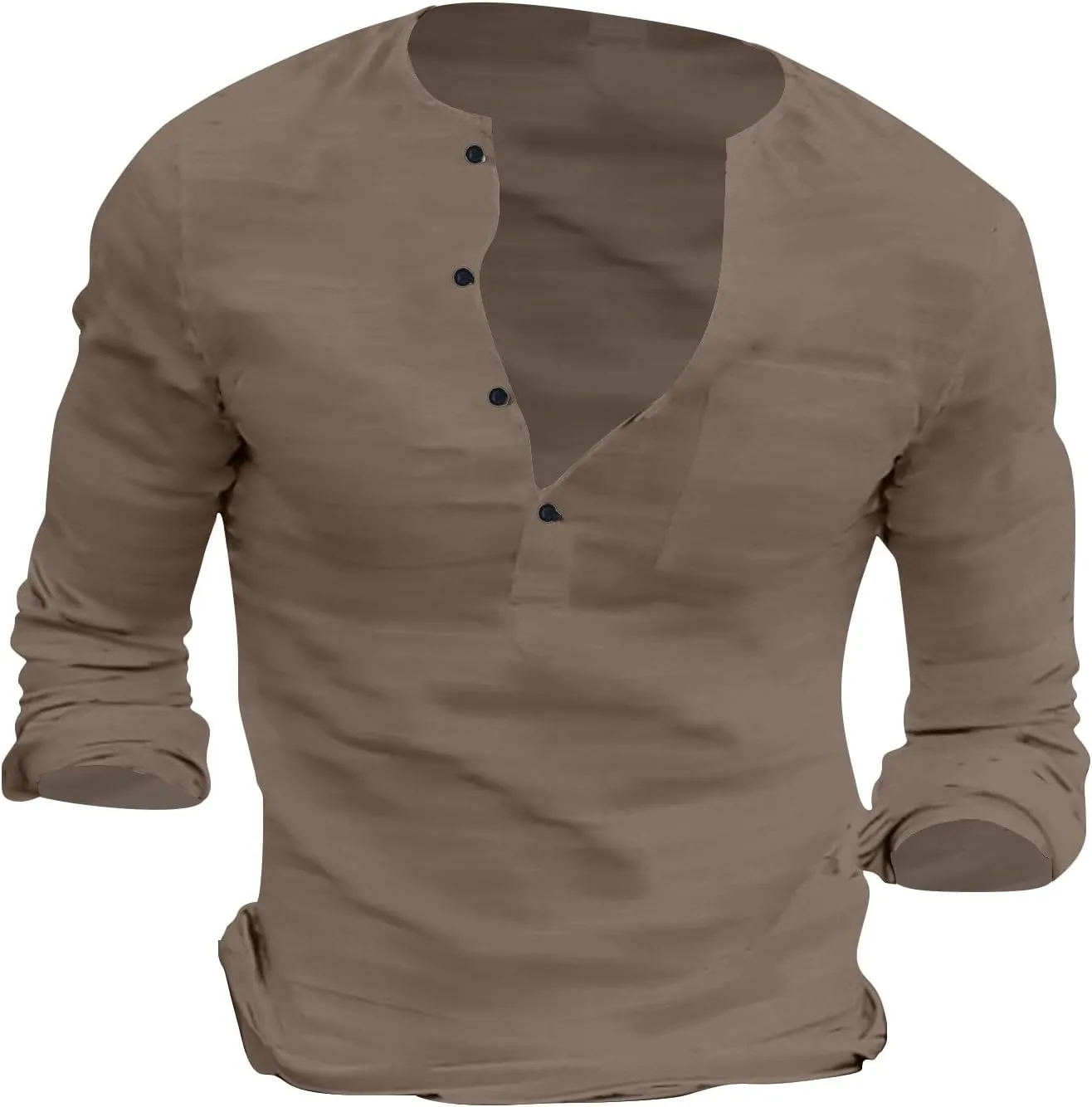 Henley Shirts for Men Long Sleeve Fitted Cotton Summer Casual V Neck Work Soft T Shirts Beach Vacation Basic Tees