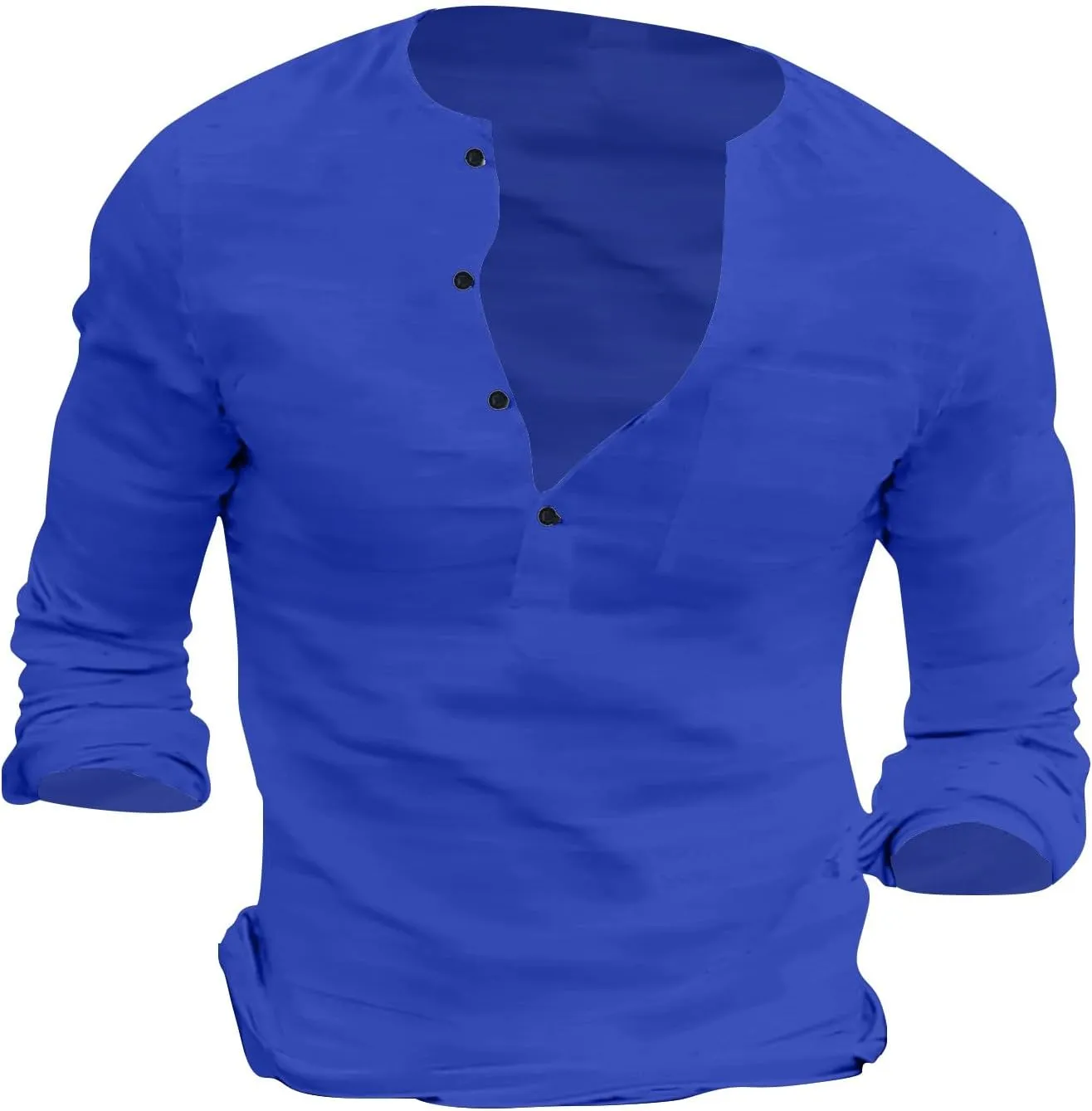 Henley Shirts for Men Long Sleeve Fitted Cotton Summer Casual V Neck Work Soft T Shirts Beach Vacation Basic Tees