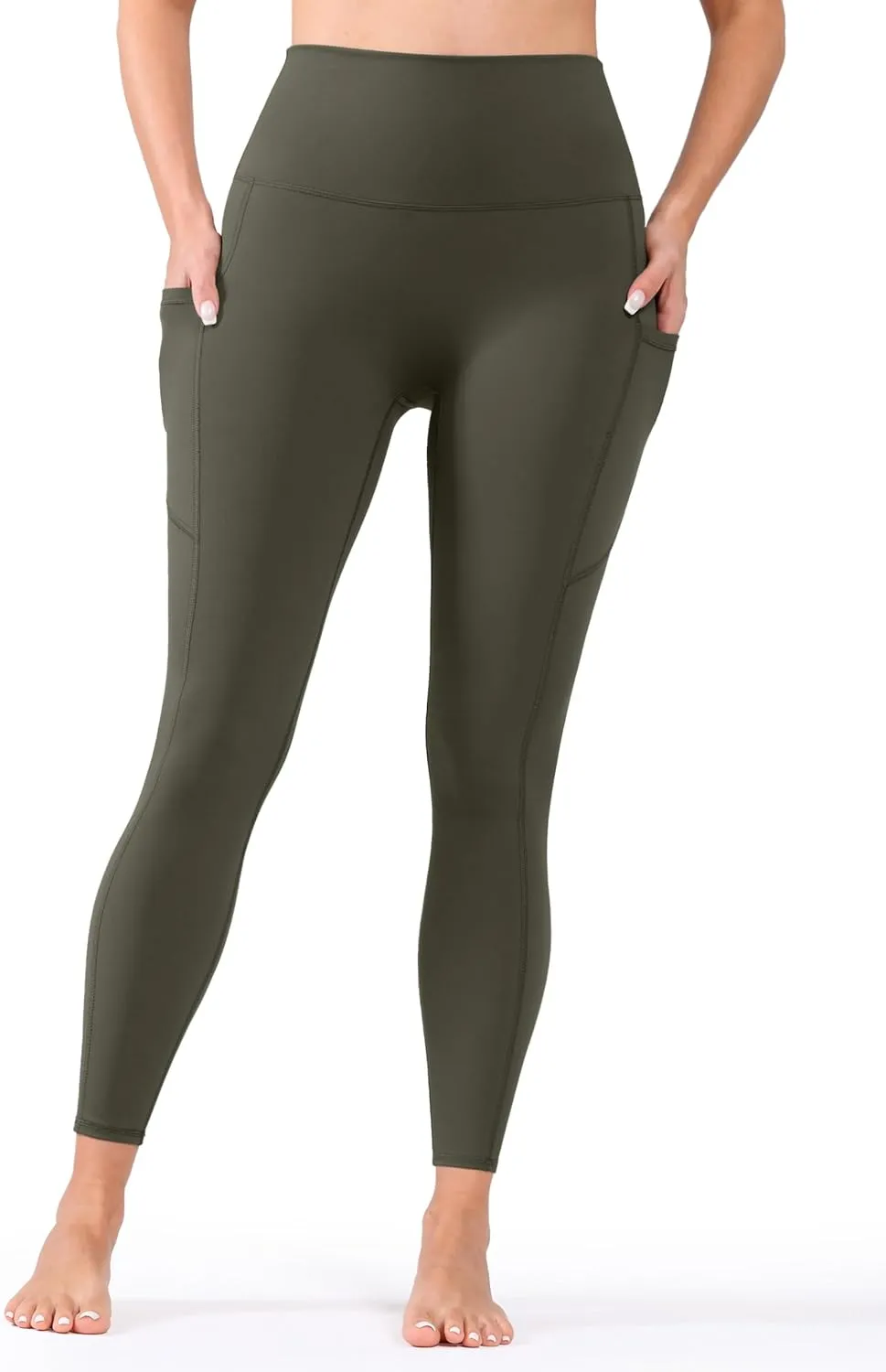 High Waist Yoga Pants Leggings with Pockets for Womens Tummy Control Fitness Running Leggings Soft Naked No Front Seam