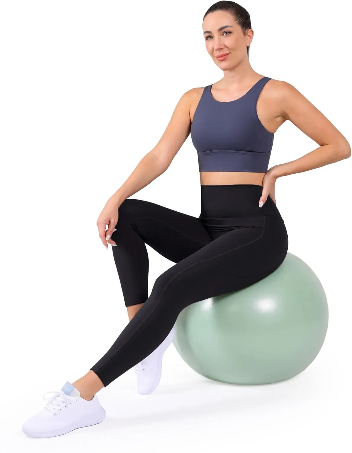 High Waist Yoga Pants Leggings with Pockets for Womens Tummy Control Fitness Running Leggings Soft Naked No Front Seam