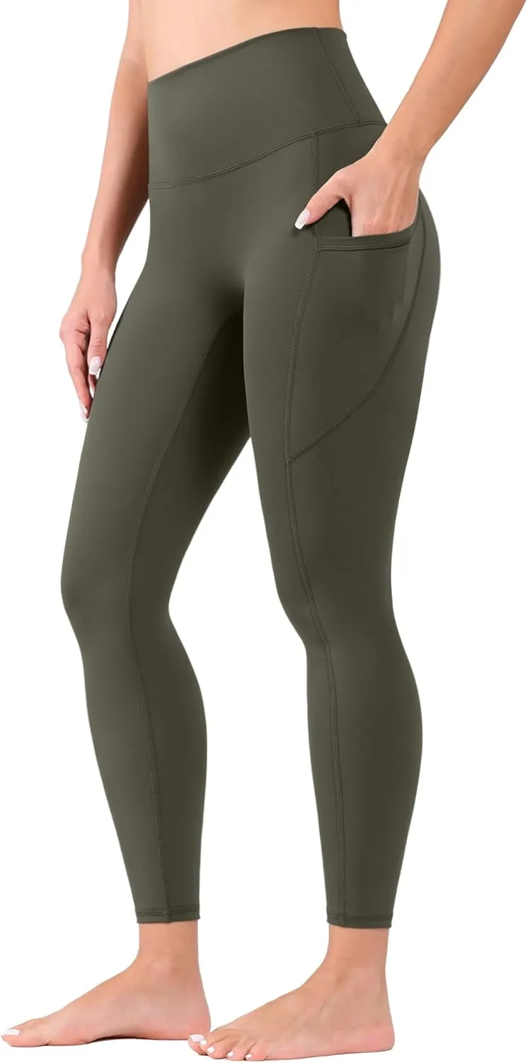 High Waist Yoga Pants Leggings with Pockets for Womens Tummy Control Fitness Running Leggings Soft Naked No Front Seam
