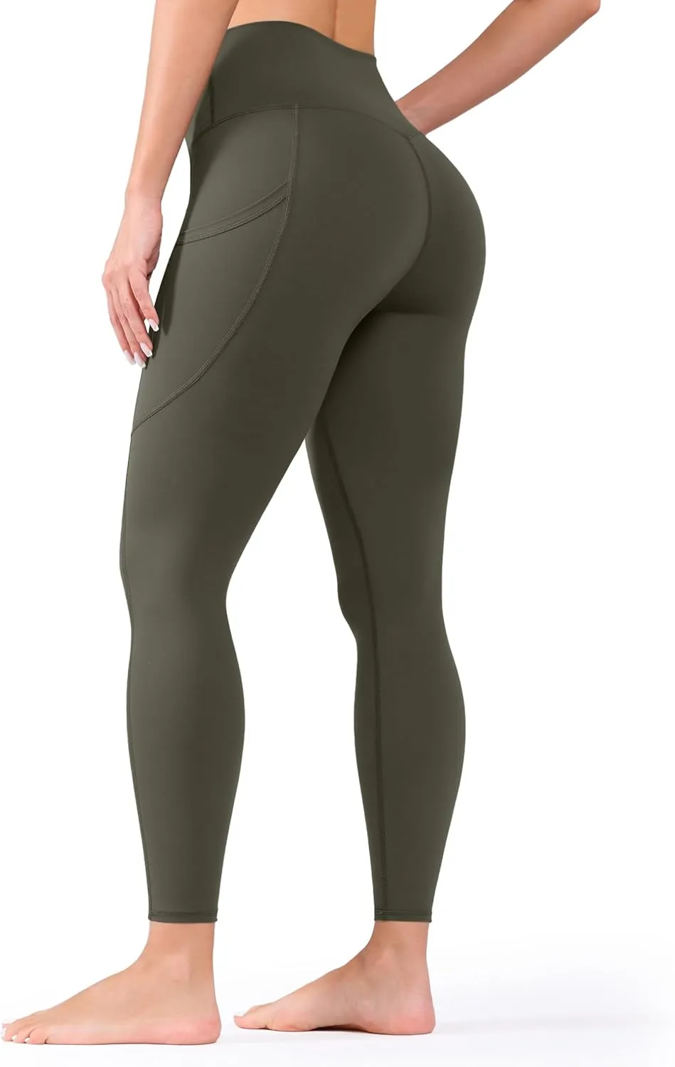 High Waist Yoga Pants Leggings with Pockets for Womens Tummy Control Fitness Running Leggings Soft Naked No Front Seam