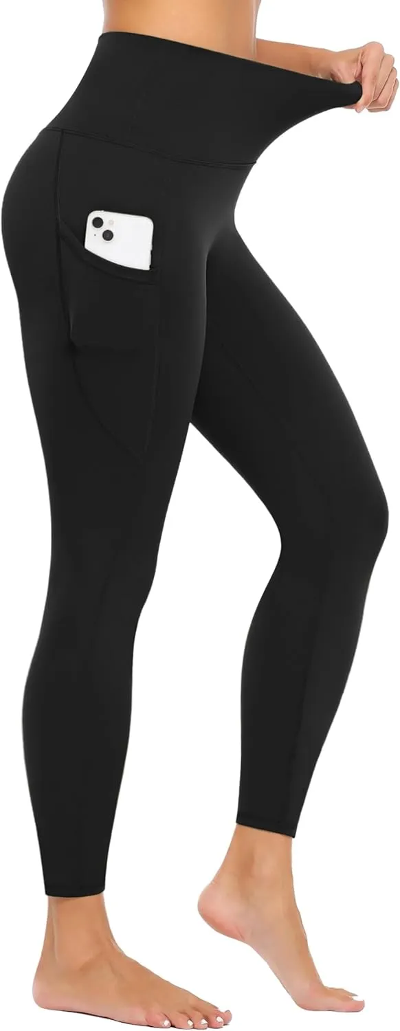 High Waist Yoga Pants Leggings with Pockets for Womens Tummy Control Fitness Running Leggings Soft Naked No Front Seam