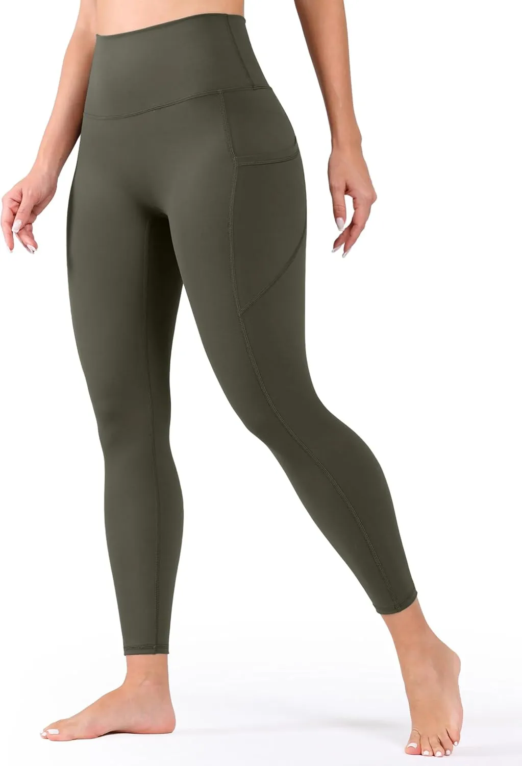 High Waist Yoga Pants Leggings with Pockets for Womens Tummy Control Fitness Running Leggings Soft Naked No Front Seam
