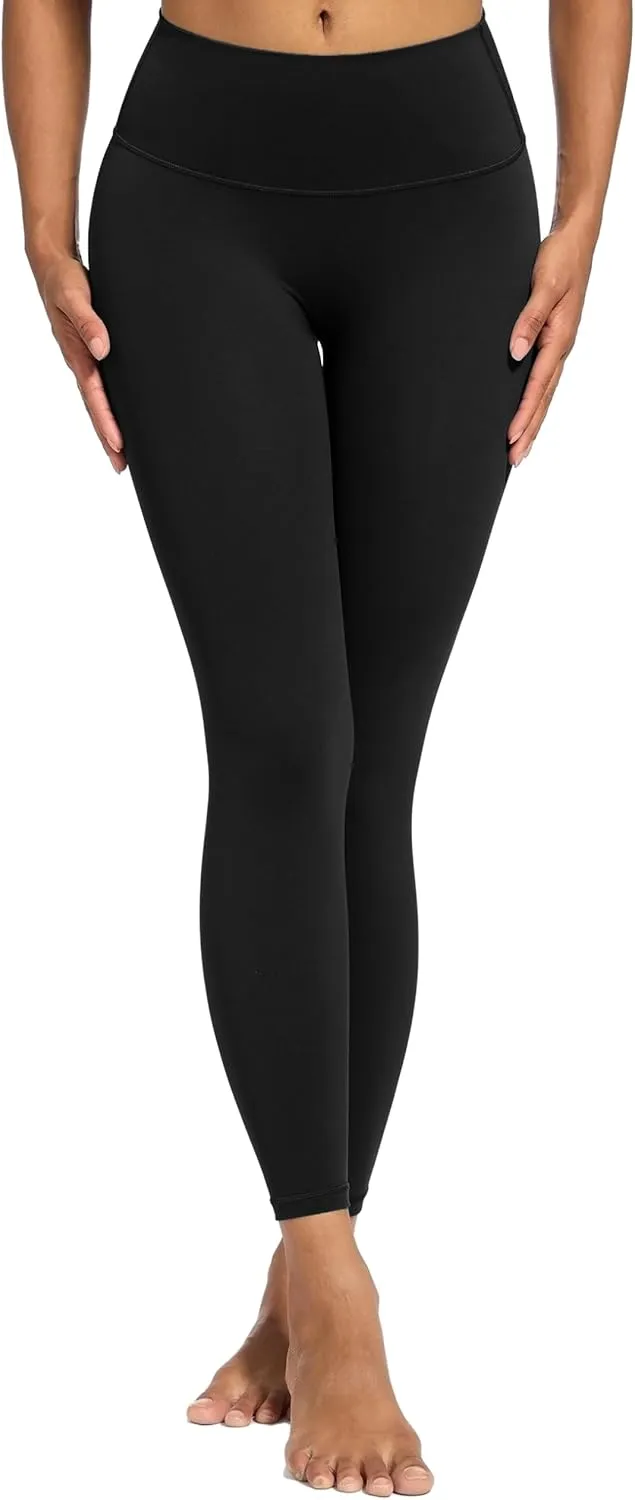 High Waist Yoga Pants Leggings with Pockets for Womens Tummy Control Fitness Running Leggings Soft Naked No Front Seam