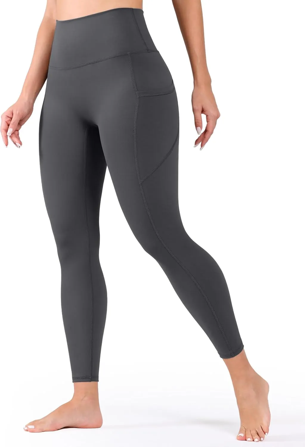 High Waist Yoga Pants Leggings with Pockets for Womens Tummy Control Fitness Running Leggings Soft Naked No Front Seam
