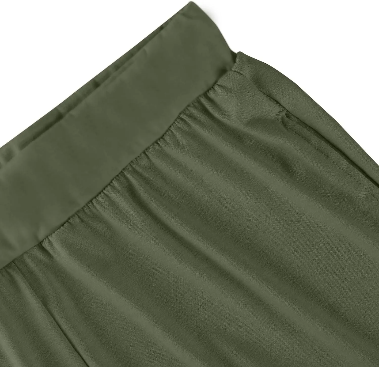 High Waisted Trousers Women Flowy Long Wide Leg Sweatpants Loose Fit Pleated Pull On Vacation Trousers with Pockets