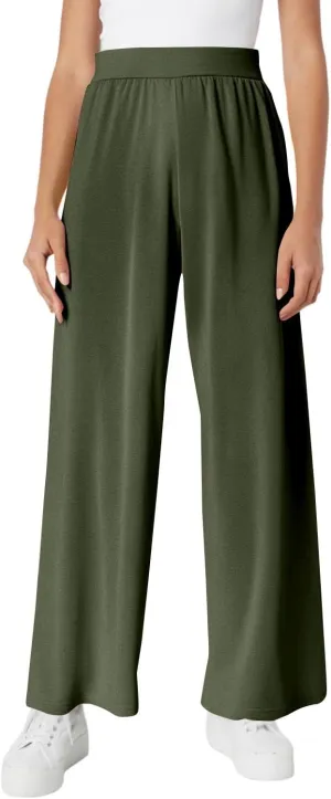 High Waisted Trousers Women Flowy Long Wide Leg Sweatpants Loose Fit Pleated Pull On Vacation Trousers with Pockets