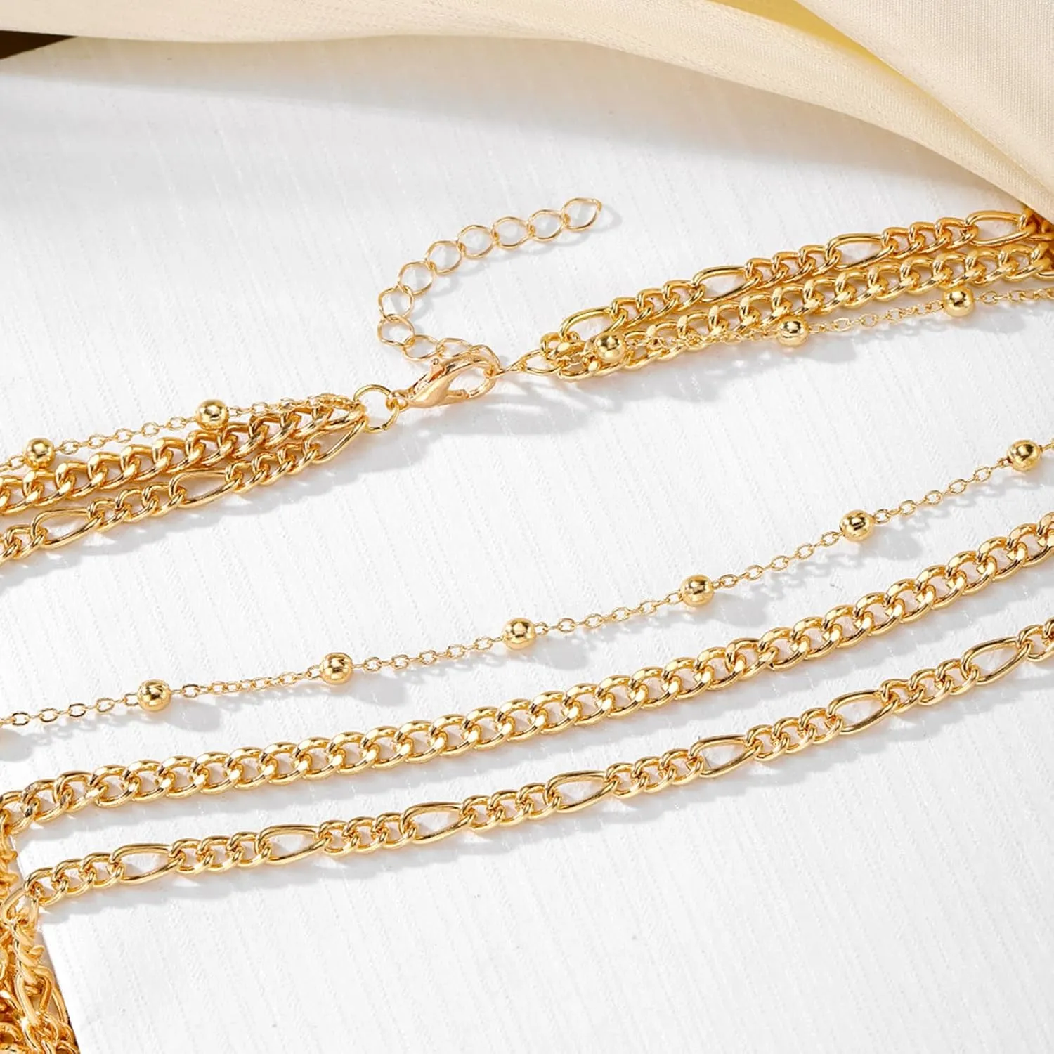IFKM Layered Gold Choker Necklaces For Women, 14k Gold Plated Pendant Necklace Trendy Dainty Chain Layered Choker Necklaces Fashion Jewelry Gift