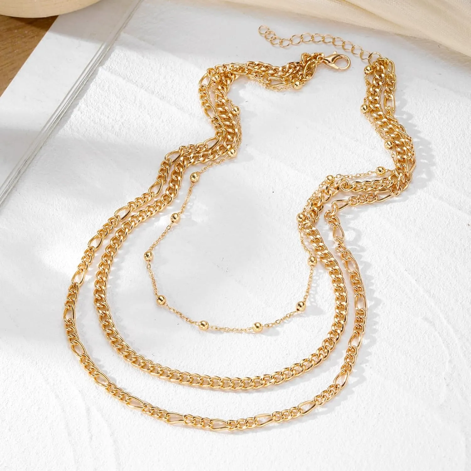 IFKM Layered Gold Choker Necklaces For Women, 14k Gold Plated Pendant Necklace Trendy Dainty Chain Layered Choker Necklaces Fashion Jewelry Gift