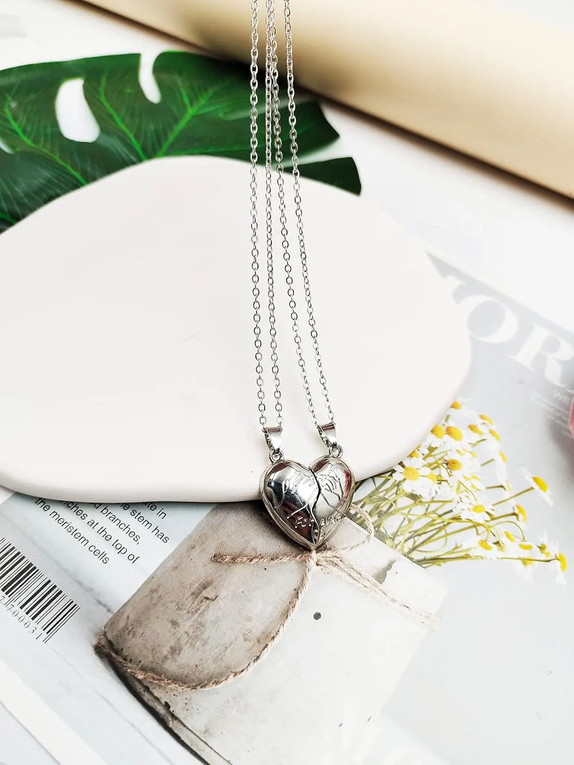 INENIMARTJ Couple Heart Pendant Necklaces - Matching for Him and Her, Best Friends Pinky Promise Necklaces