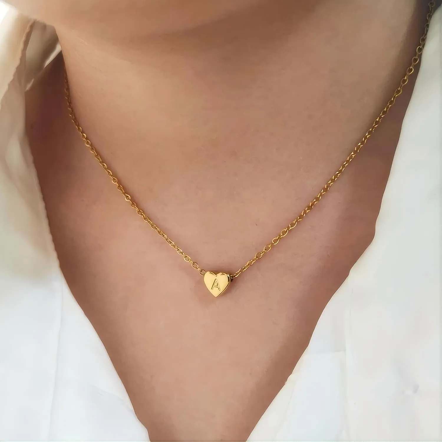 Initial Necklace for Women Layered Bow and Heart Necklace Non Tarnish Letter Necklace A-Z Trendy Gold Plated Necklace Cute Dainty Charm Jewelry