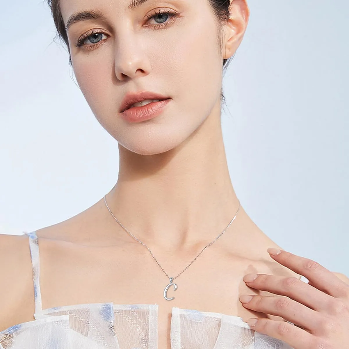 Initial Necklaces 26 Capital Letter Necklaces S925 Sterling Silver Letter Pendant Initial Necklace for Women