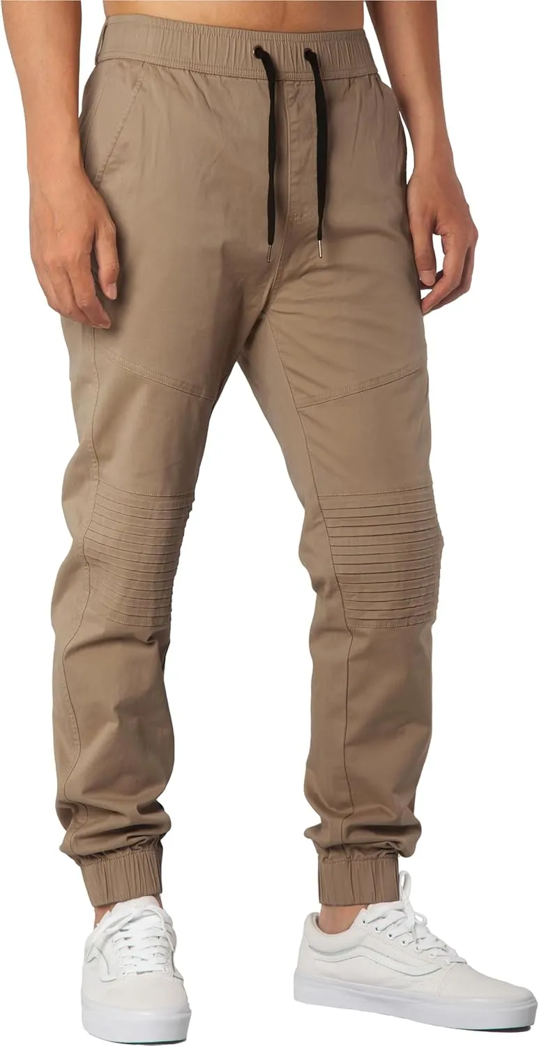 ITALYMORN Khaki Chino Joggers for Men Cotton Twill Casual Pants with Pockets