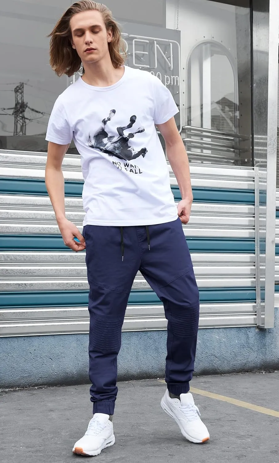 ITALYMORN Khaki Chino Joggers for Men Cotton Twill Casual Pants with Pockets