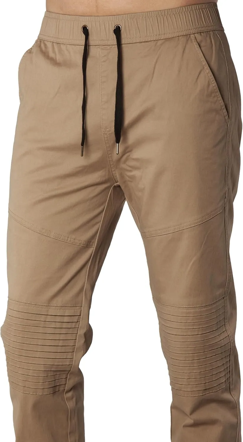 ITALYMORN Khaki Chino Joggers for Men Cotton Twill Casual Pants with Pockets