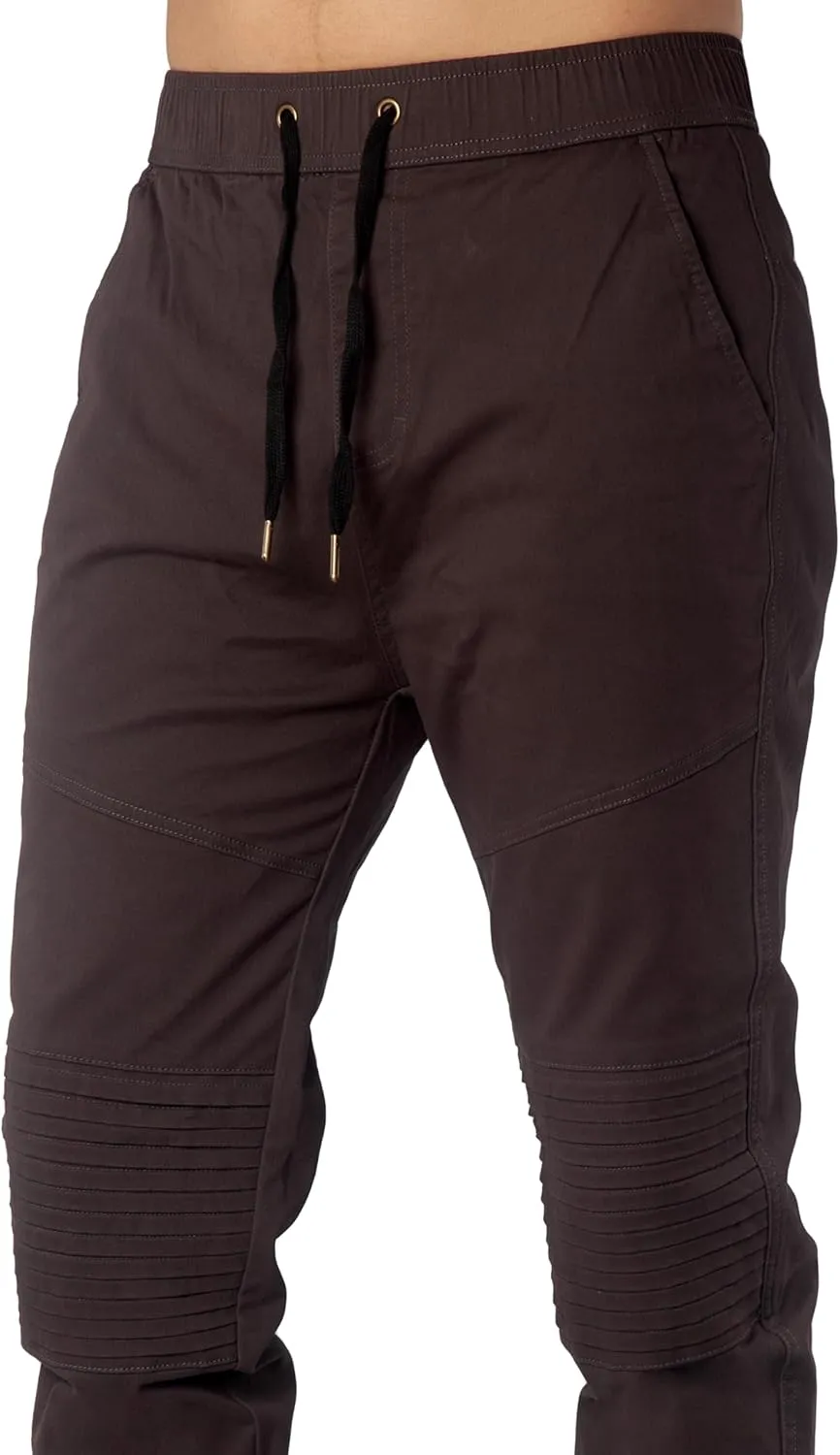 ITALYMORN Khaki Chino Joggers for Men Cotton Twill Casual Pants with Pockets