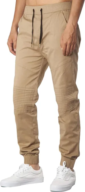ITALYMORN Khaki Chino Joggers for Men Cotton Twill Casual Pants with Pockets