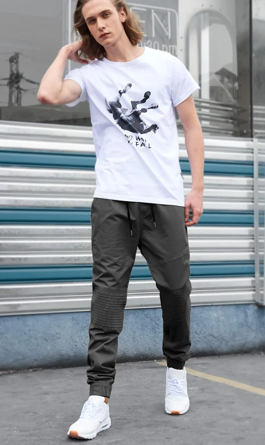 ITALYMORN Khaki Chino Joggers for Men Cotton Twill Casual Pants with Pockets