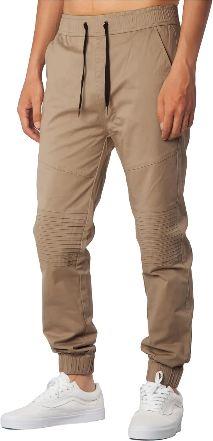 ITALYMORN Khaki Chino Joggers for Men Cotton Twill Casual Pants with Pockets