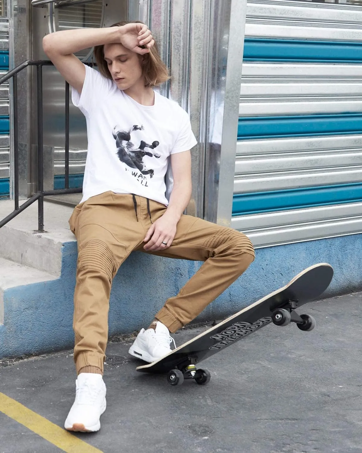 ITALYMORN Khaki Chino Joggers for Men Cotton Twill Casual Pants with Pockets