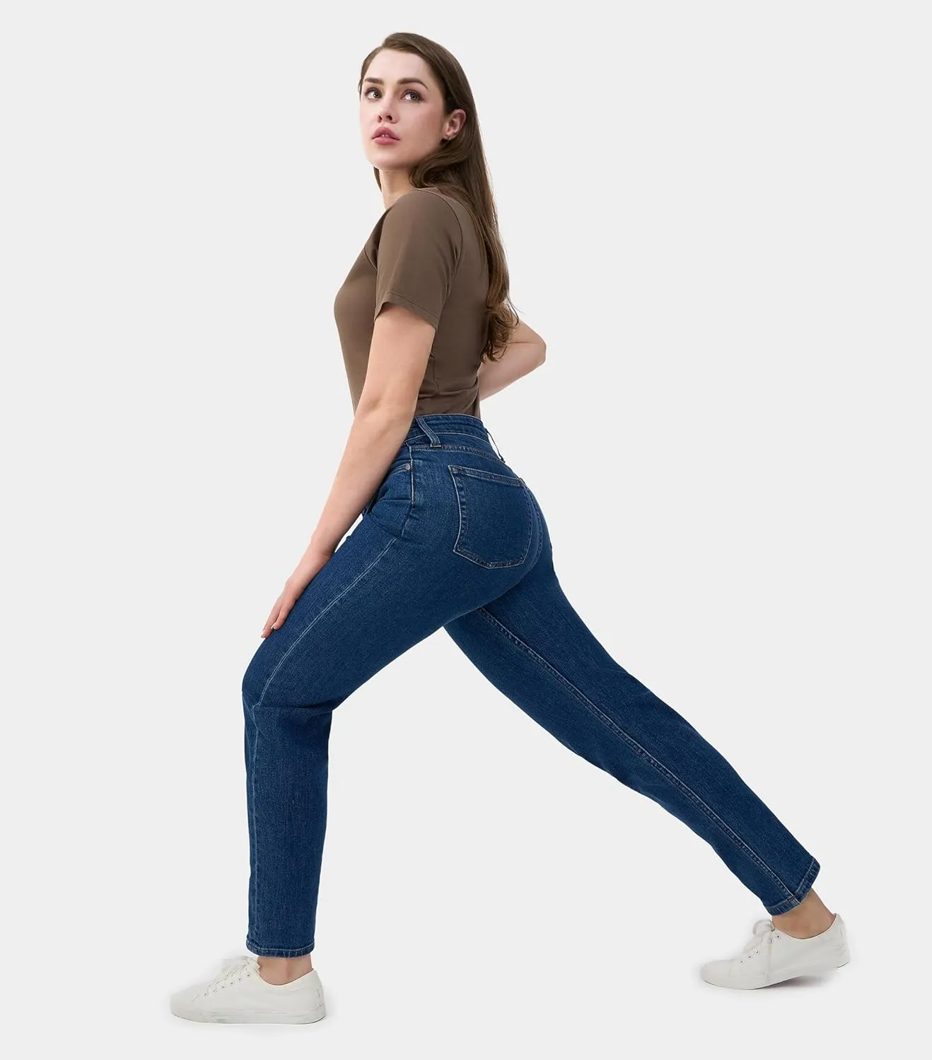 Jeans for Women Regular Tapered Medium-Stretch Jeans Denim Stretchy Trendy Pants Trouser