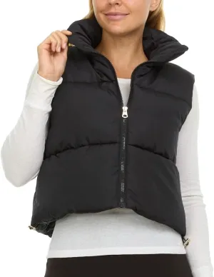 Jessica Simpson Cropped Puffer Vest Women, Sleeveless Womens Outerwear Vests