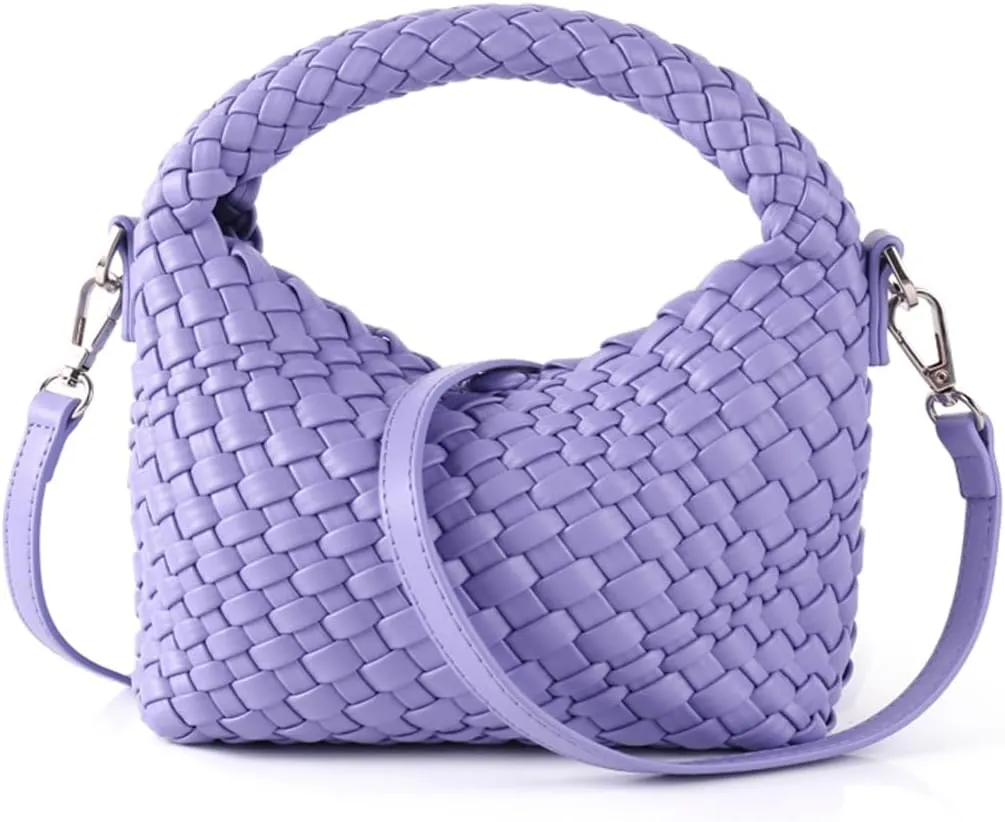 JINMANXUE Small Hand Woven Handbags for Women Shoulder Crossbody Bag Purses Cassual Top Handle Bags Hobo Curved Tote Bag