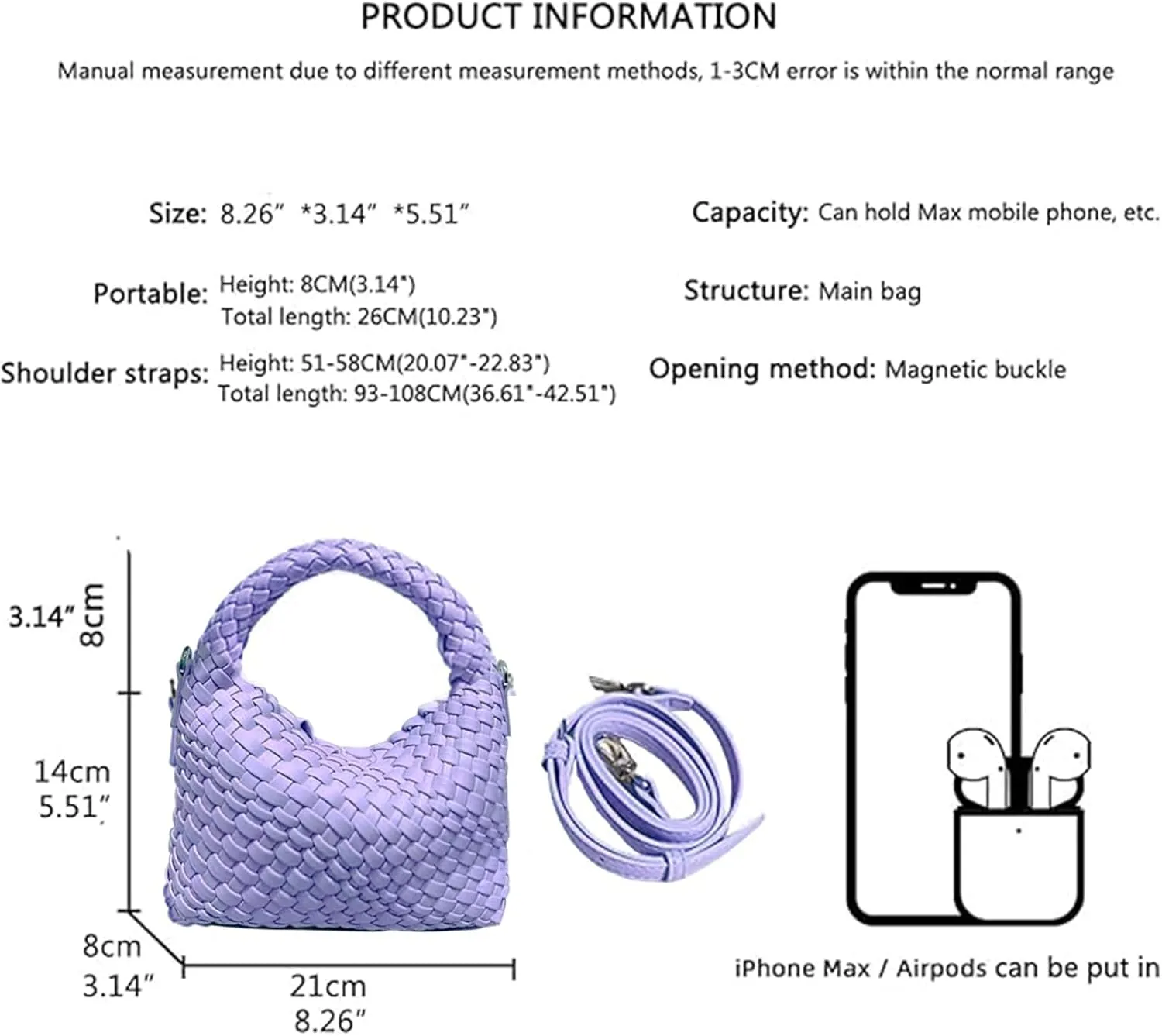 JINMANXUE Small Hand Woven Handbags for Women Shoulder Crossbody Bag Purses Cassual Top Handle Bags Hobo Curved Tote Bag